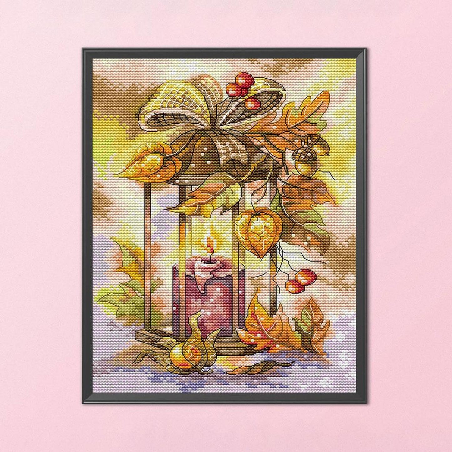 Autumn Lantern - Full 14CT Stamped Cross Stitch 21x30CM - Joy Sunday Backstitch