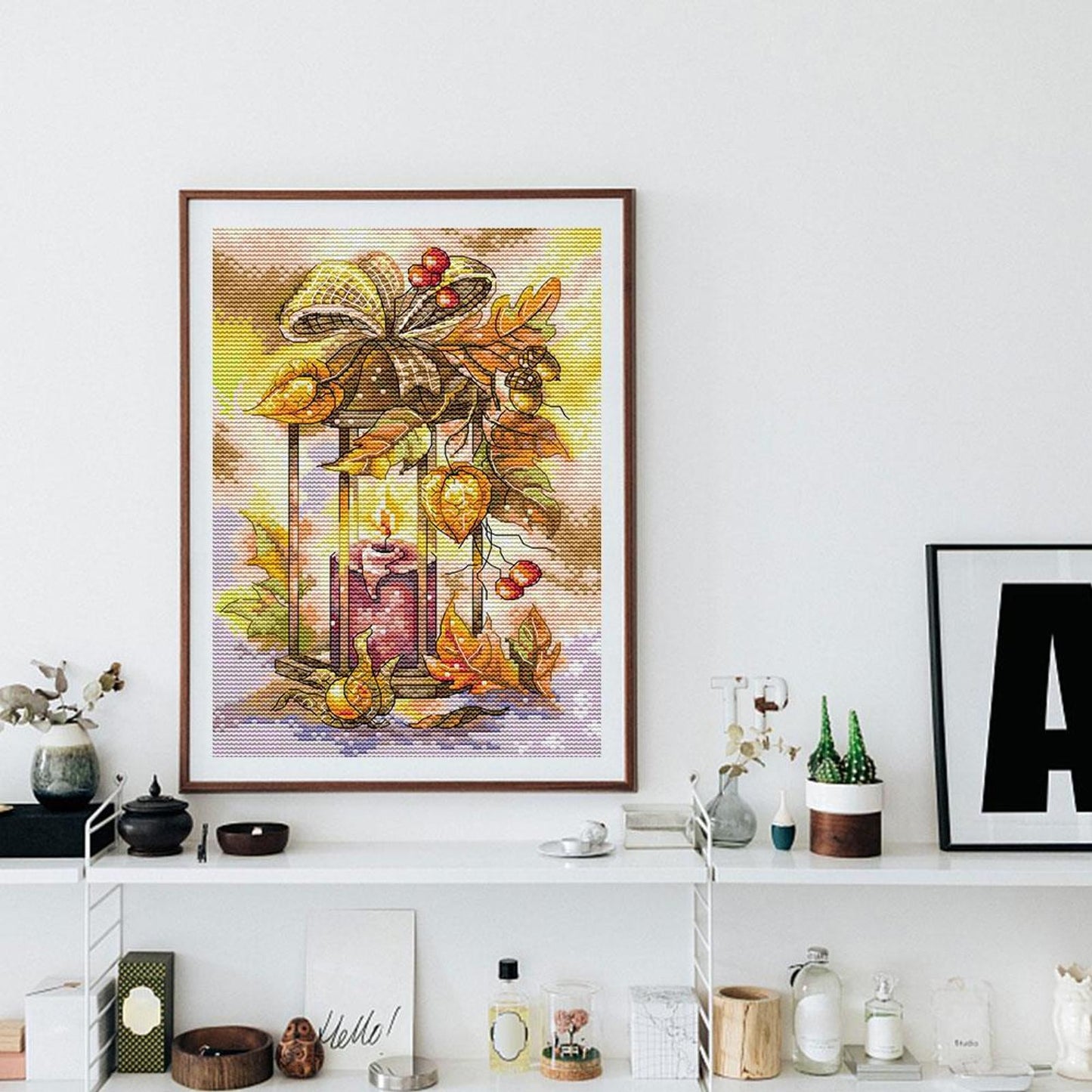 Autumn Lantern - Full 14CT Stamped Cross Stitch 21x30CM - Joy Sunday Backstitch
