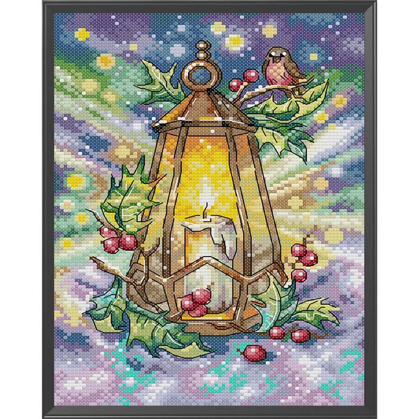 Winter Lantern - Full 14CT Stamped Cross Stitch 21x30CM - Joy Sunday Backstitch