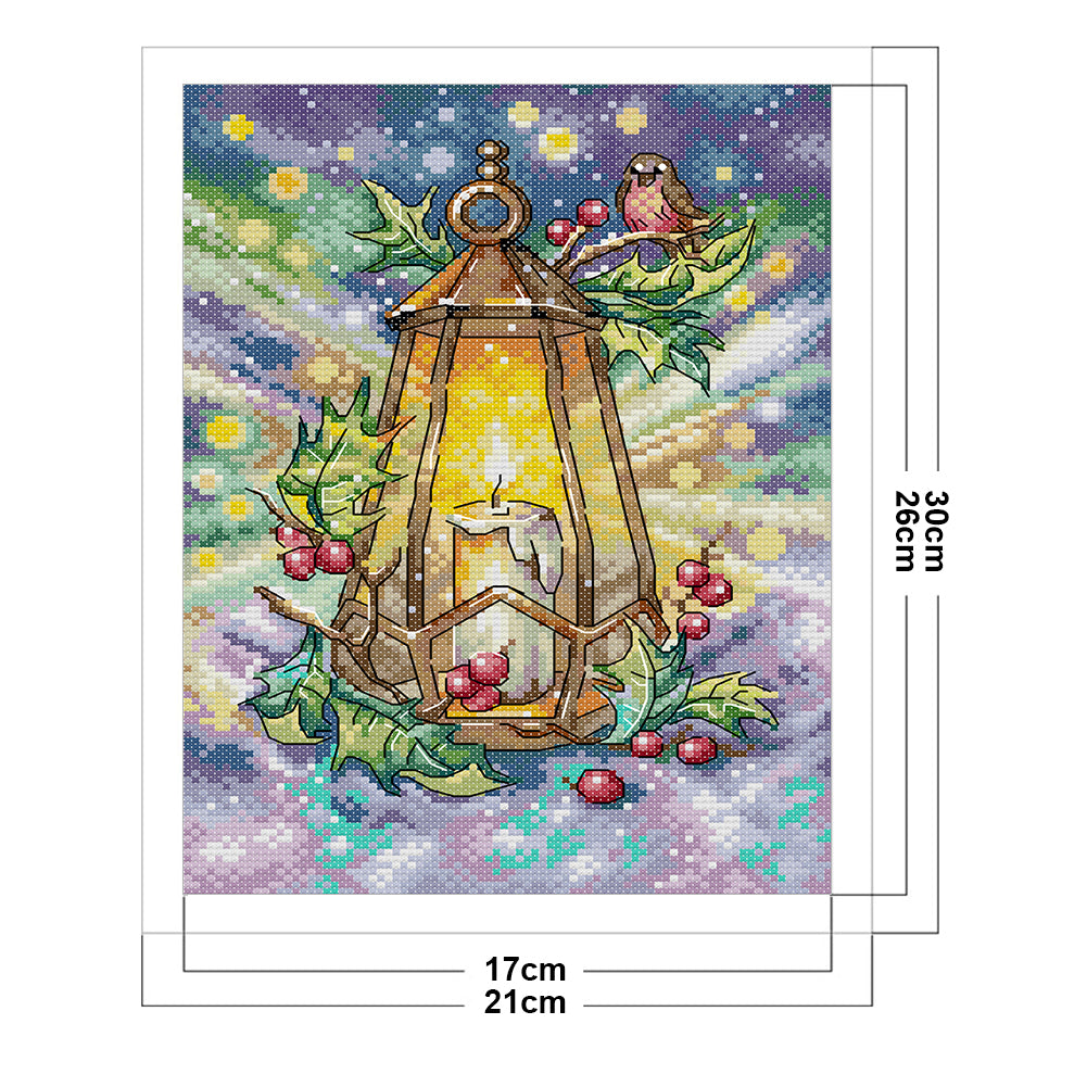 Winter Lantern - Full 14CT Stamped Cross Stitch 21x30CM - Joy Sunday Backstitch