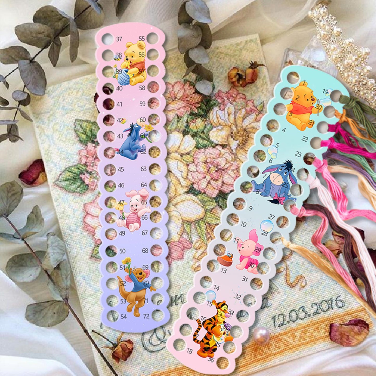 2pcs Cartoon Embroidery Floss Organizer Cross Stitch Thread Holder Storage