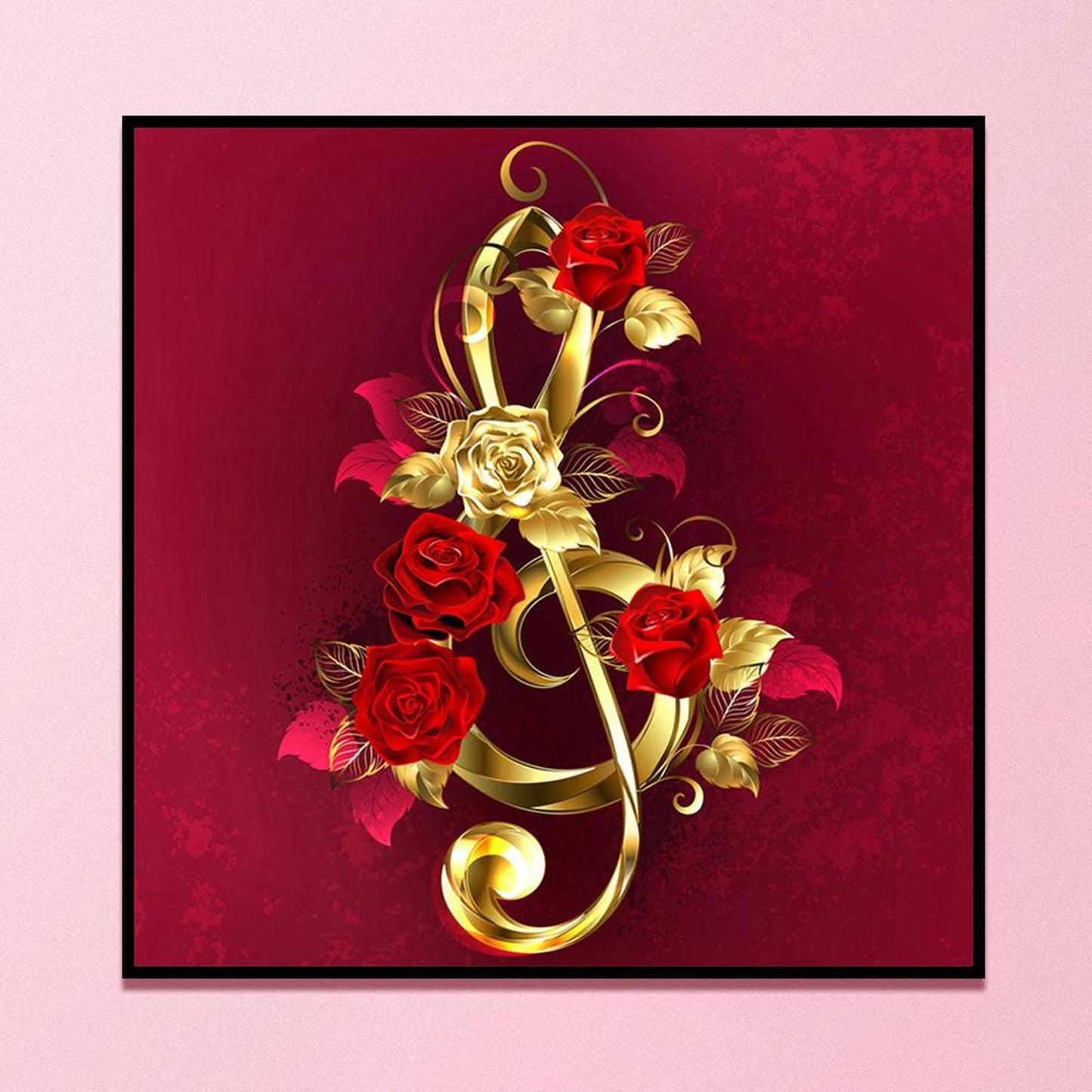 Golden Roses - Full 11CT Stamped Cross Stitch 40x40CM - Yishu
