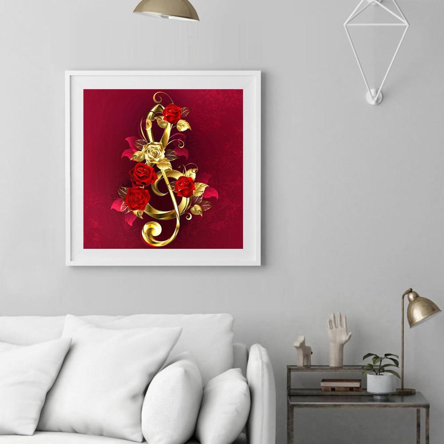 Golden Roses - Full 11CT Stamped Cross Stitch 40x40CM - Yishu
