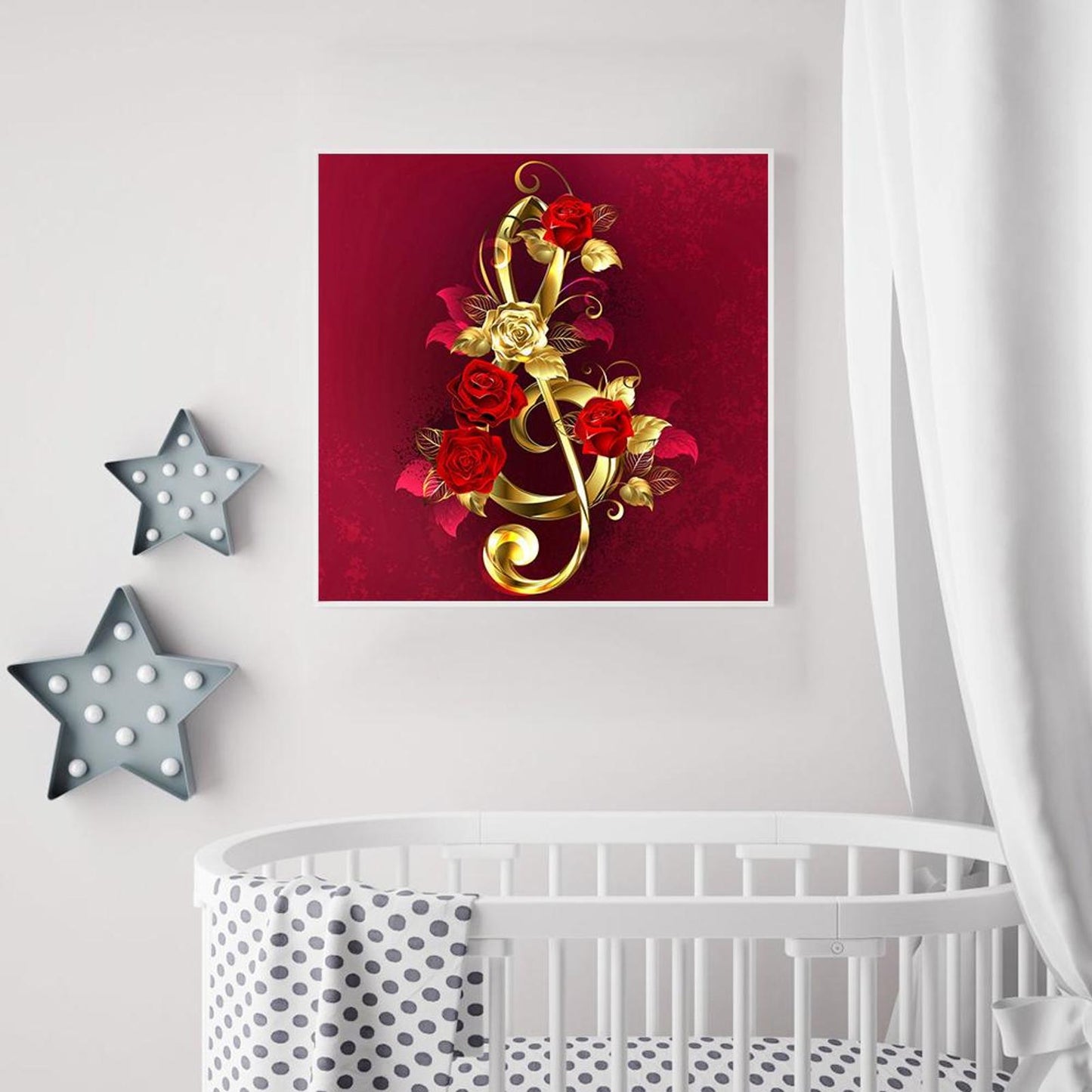 Golden Roses - Full 11CT Stamped Cross Stitch 40x40CM - Yishu