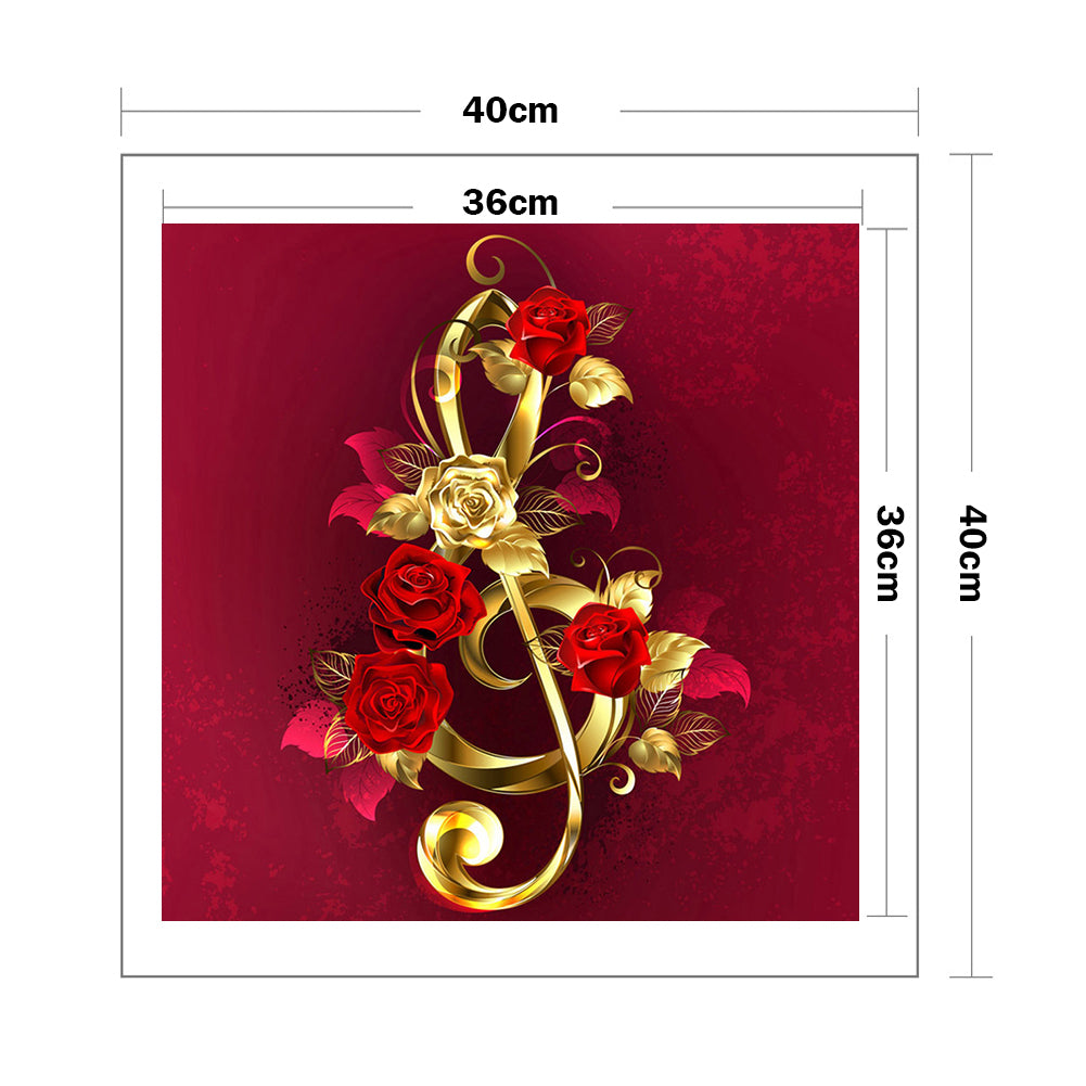 Golden Roses - Full 11CT Stamped Cross Stitch 40x40CM - Yishu