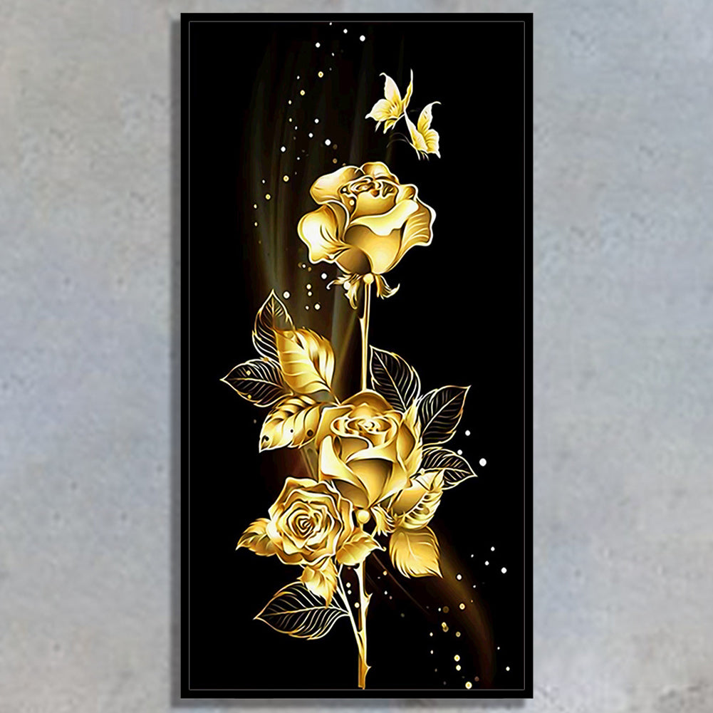 Golden Roses - Full 11CT Stamped Cross Stitch 30x60CM - Yishu
