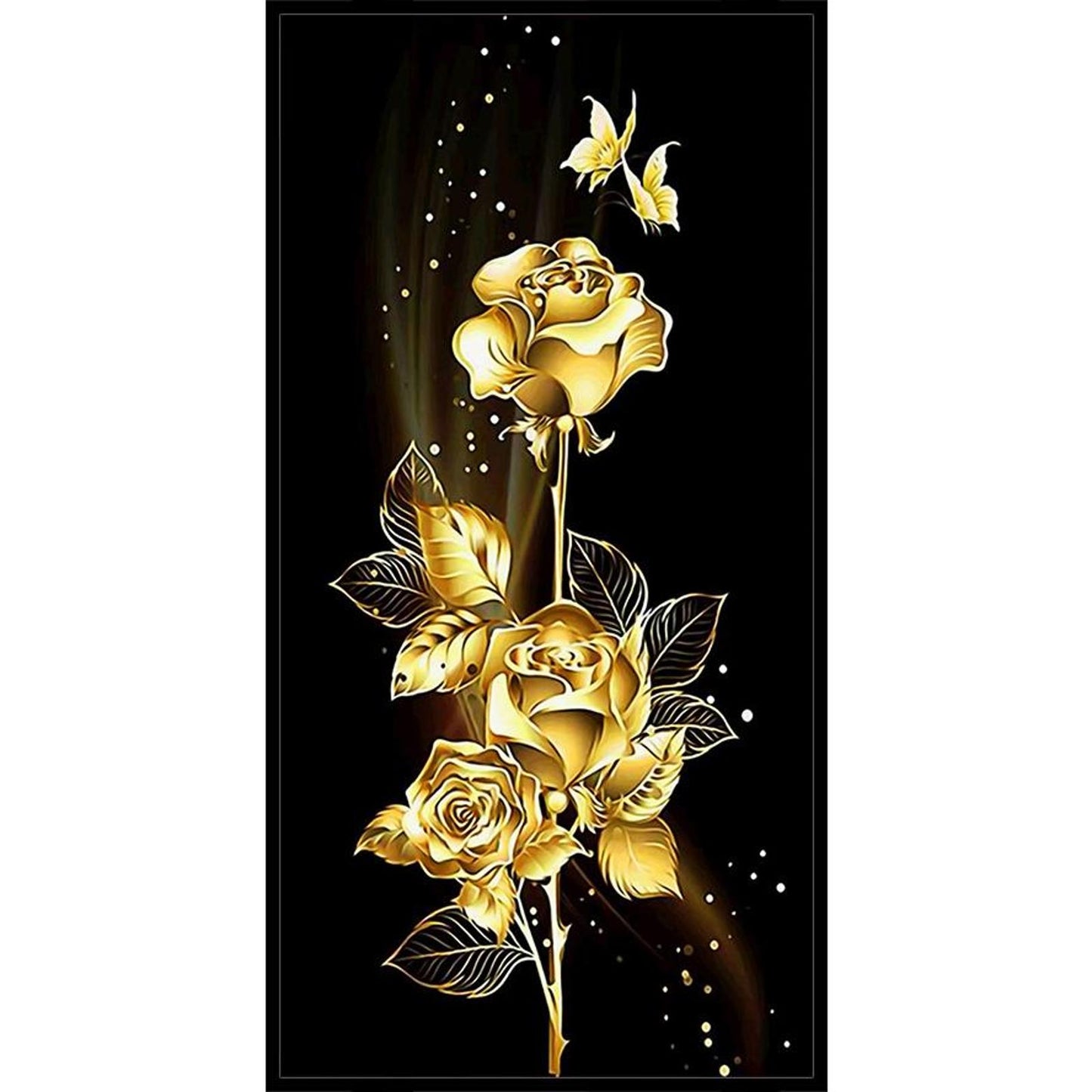 Golden Roses - Full 11CT Stamped Cross Stitch 30x60CM - Yishu