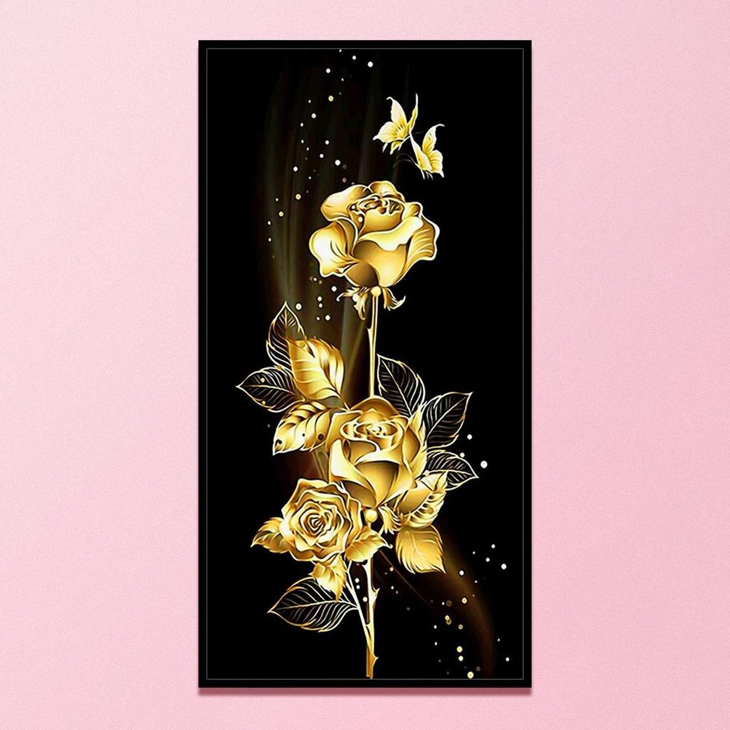 Golden Roses - Full 11CT Stamped Cross Stitch 30x60CM - Yishu