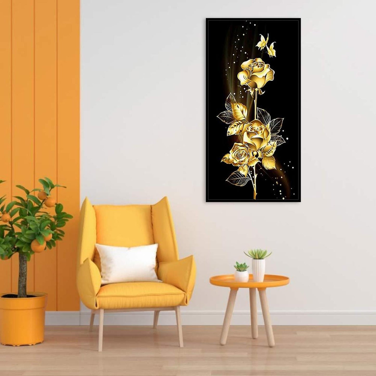 Golden Roses - Full 11CT Stamped Cross Stitch 30x60CM - Yishu