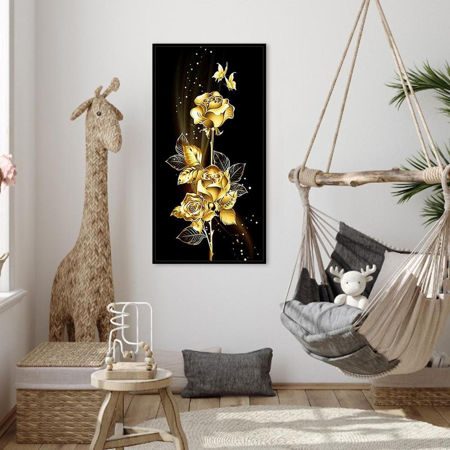 Golden Roses - Full 11CT Stamped Cross Stitch 30x60CM - Yishu
