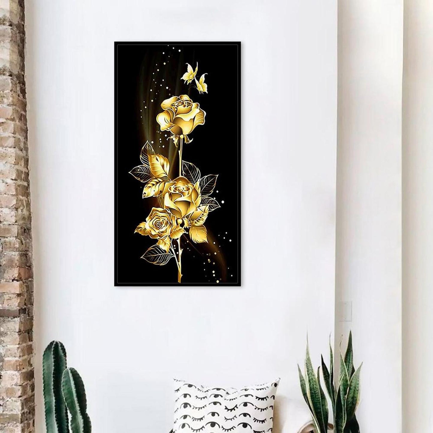 Golden Roses - Full 11CT Stamped Cross Stitch 30x60CM - Yishu