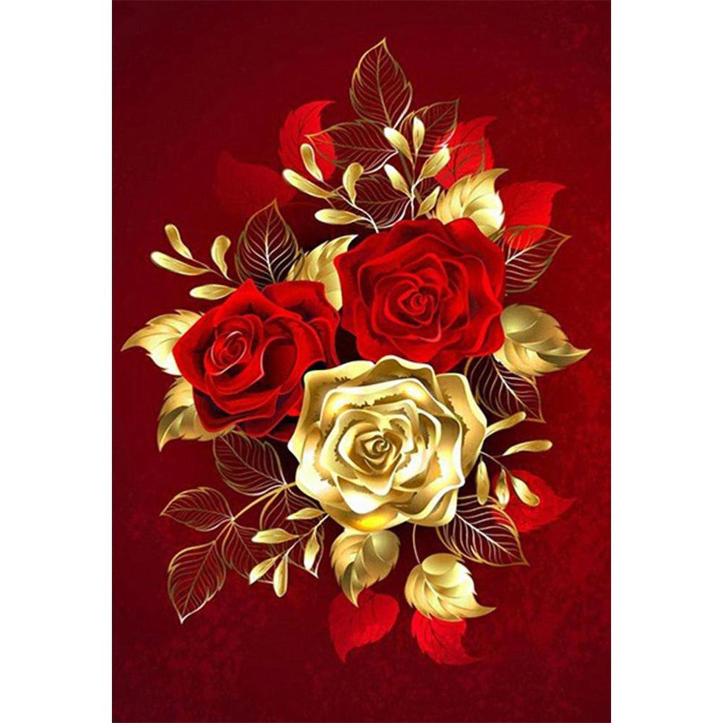 Golden Roses - Full 11CT Stamped Cross Stitch 40x58CM - Yishu