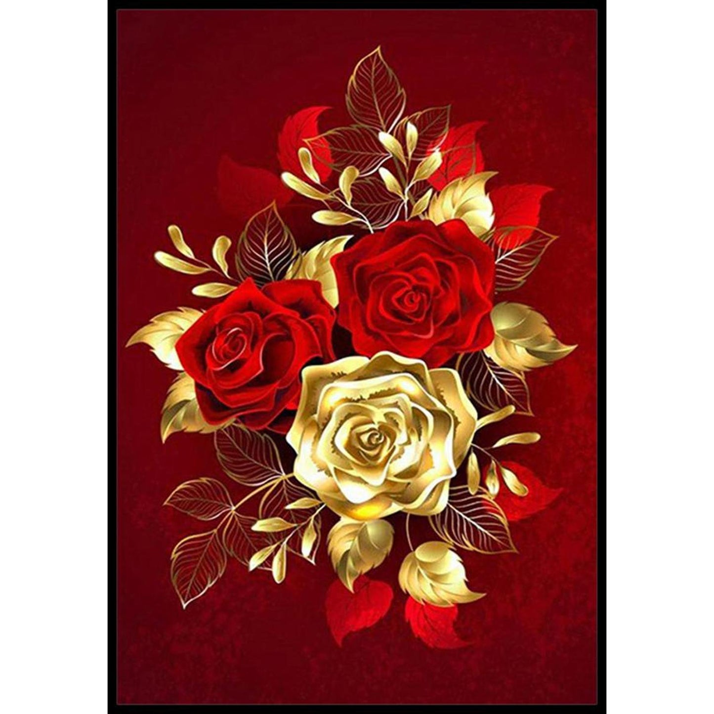Golden Roses - Full 11CT Stamped Cross Stitch 40x58CM - Yishu