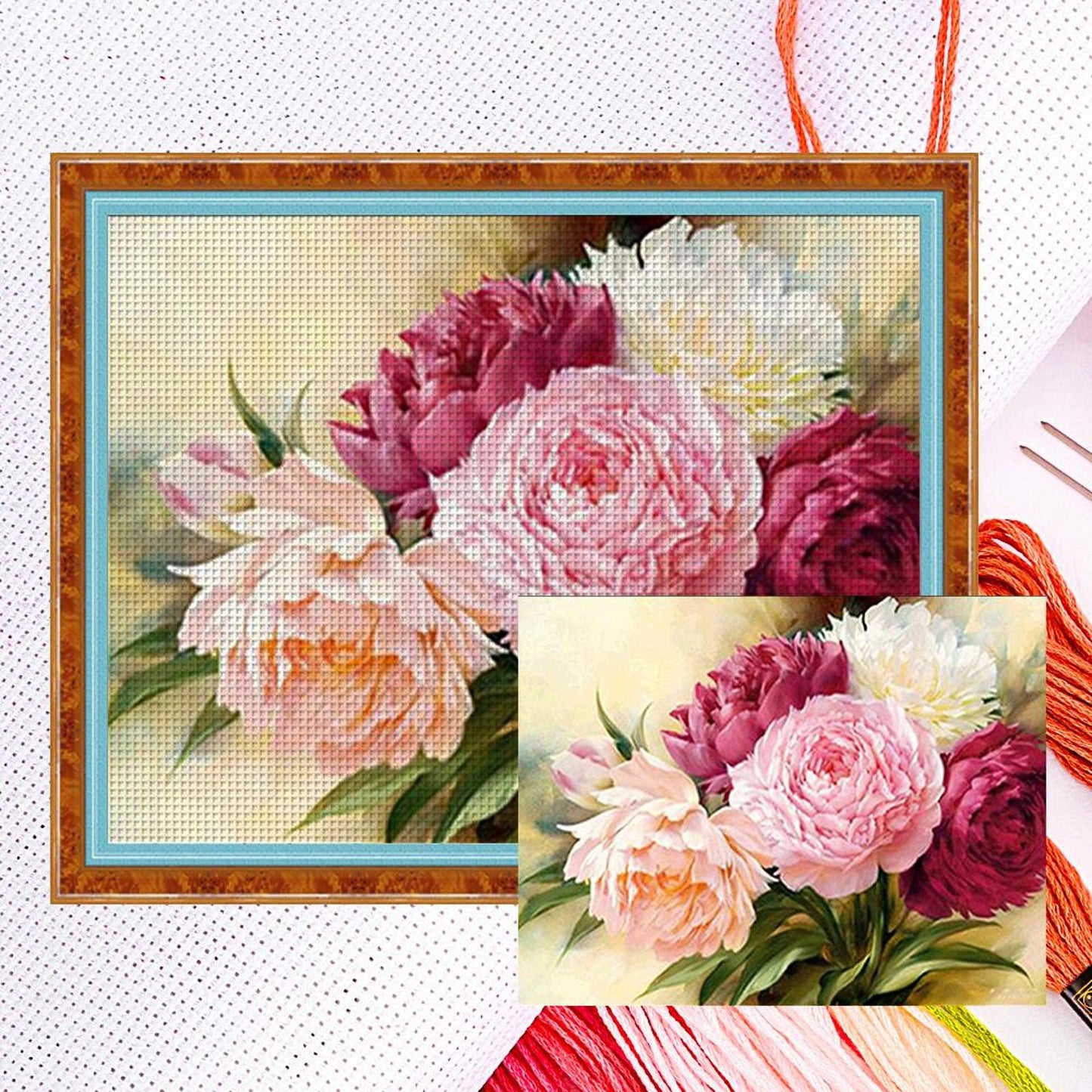 Peony - Full 11CT Counted Cross Stitch 50x40CM - Diy