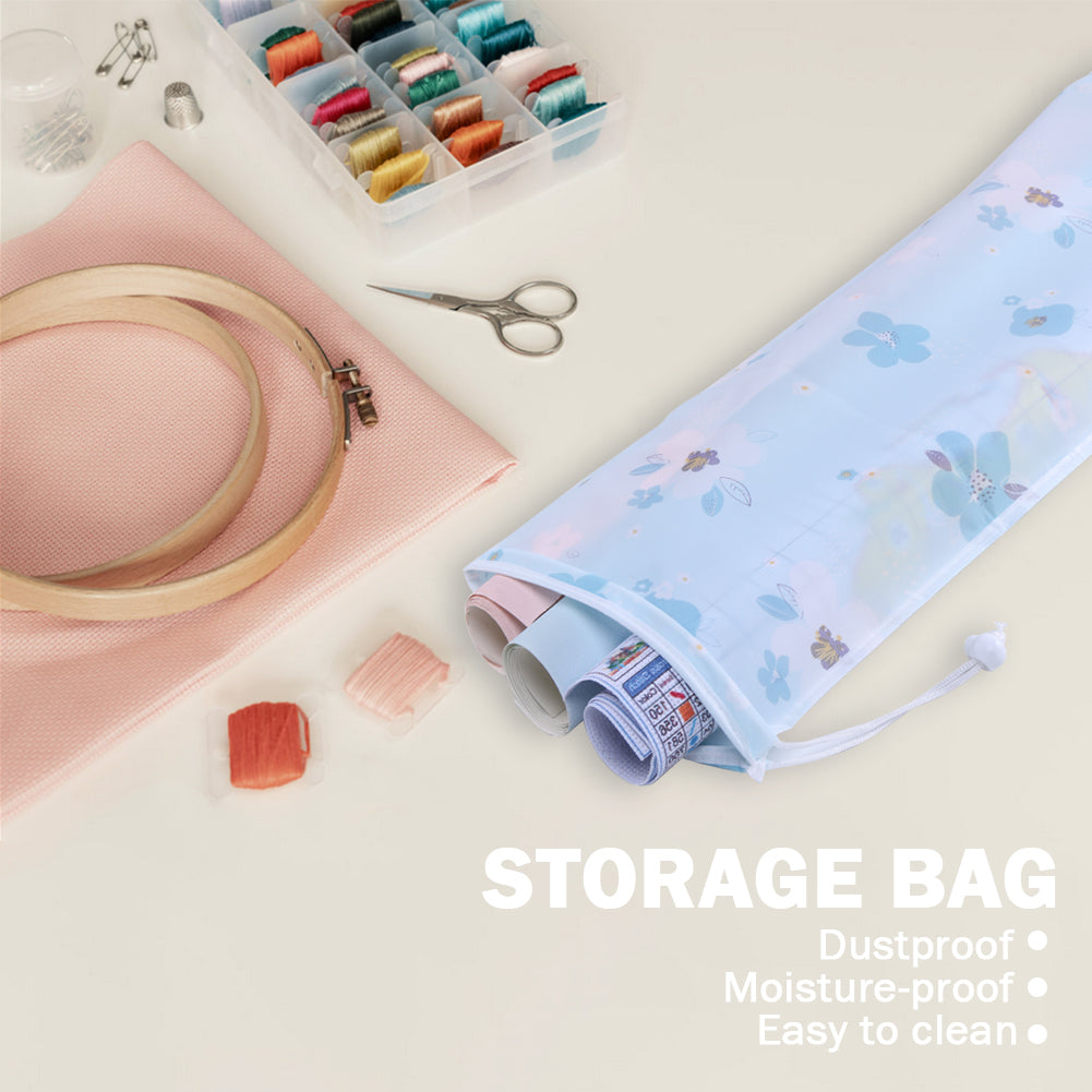 Cross Stitch Storage Bag Waterproof Embroidery Pouch (Blue Floral)