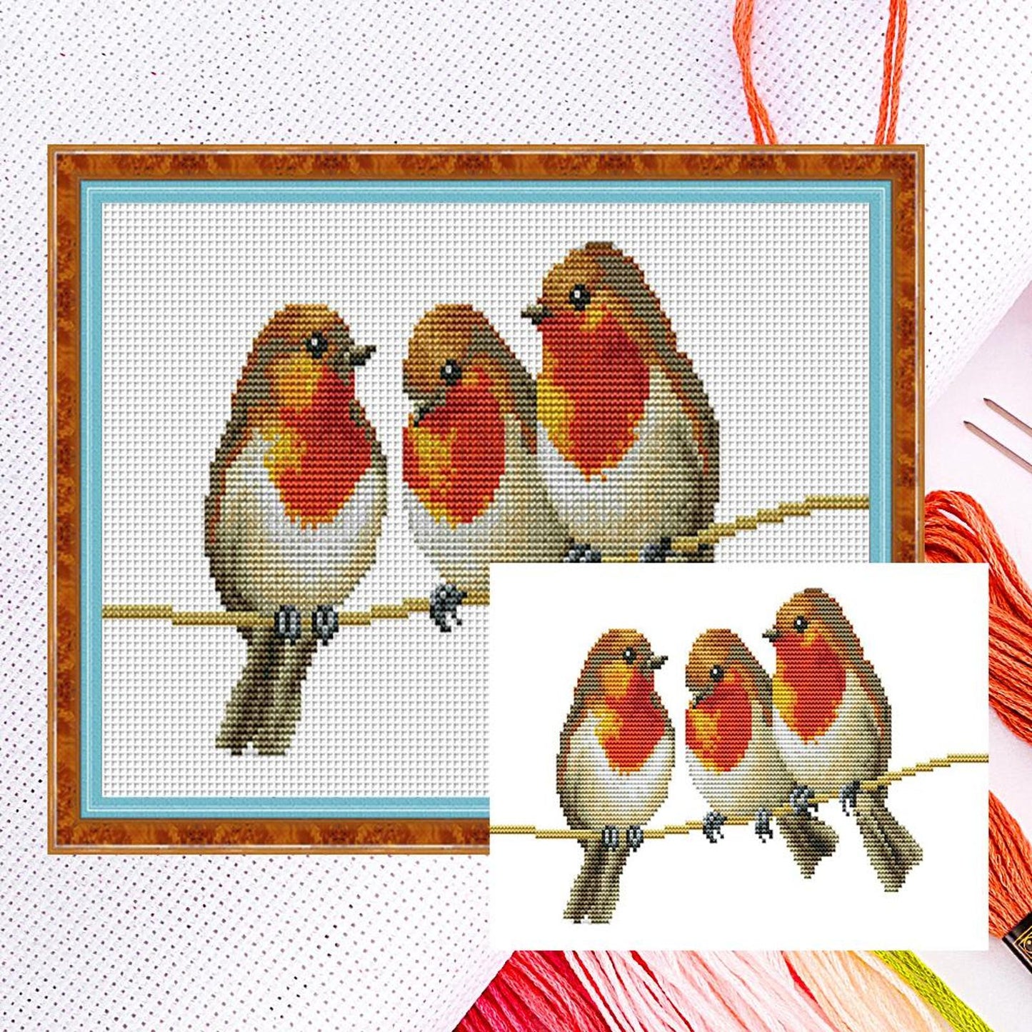 Three Little Birds - Partial 14CT Counted Cross Stitch 34x19CM - Joy Sunday