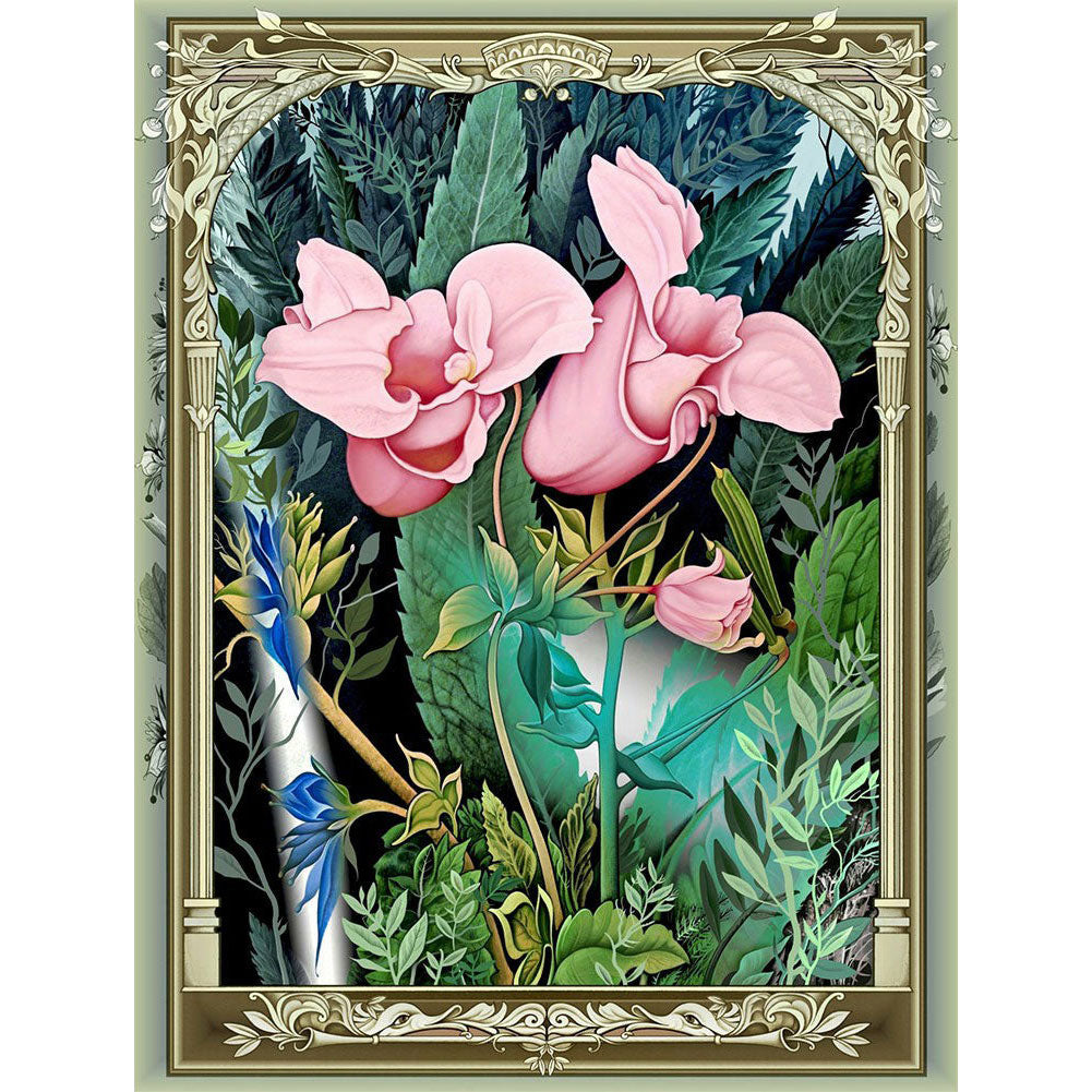 Artistic Flowers Blooming In A Metal Frame 30*40CM(Canvas) Full Round Drill Diamond Painting