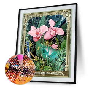 Artistic Flowers Blooming In A Metal Frame 30*40CM(Canvas) Full Round Drill Diamond Painting