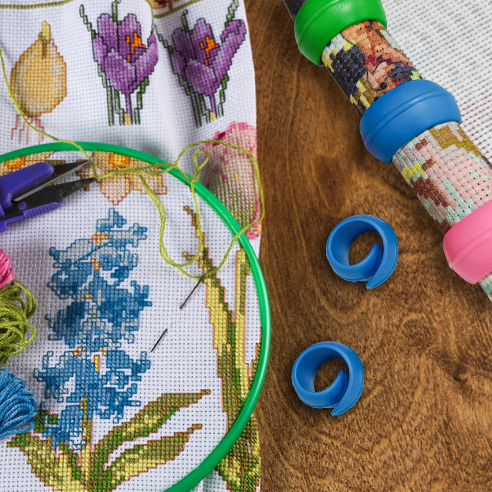 2PCS Bobbin Clips Mini Silica Gel Retaining Clips for Fixed Spool (Blue)