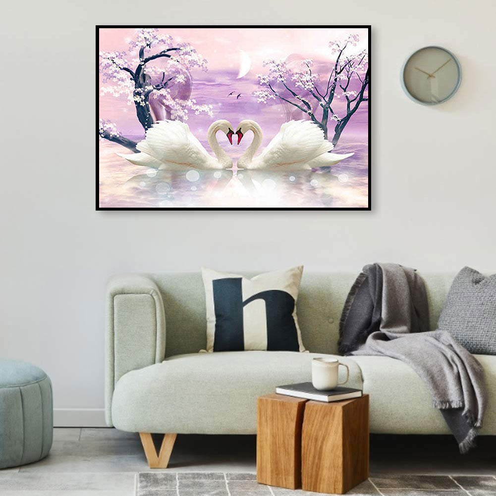 Two Swans - Full 11CT Stamped Cross Stitch 60x40CM - Band