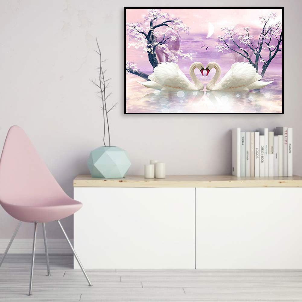 Two Swans - Full 11CT Stamped Cross Stitch 60x40CM - Band