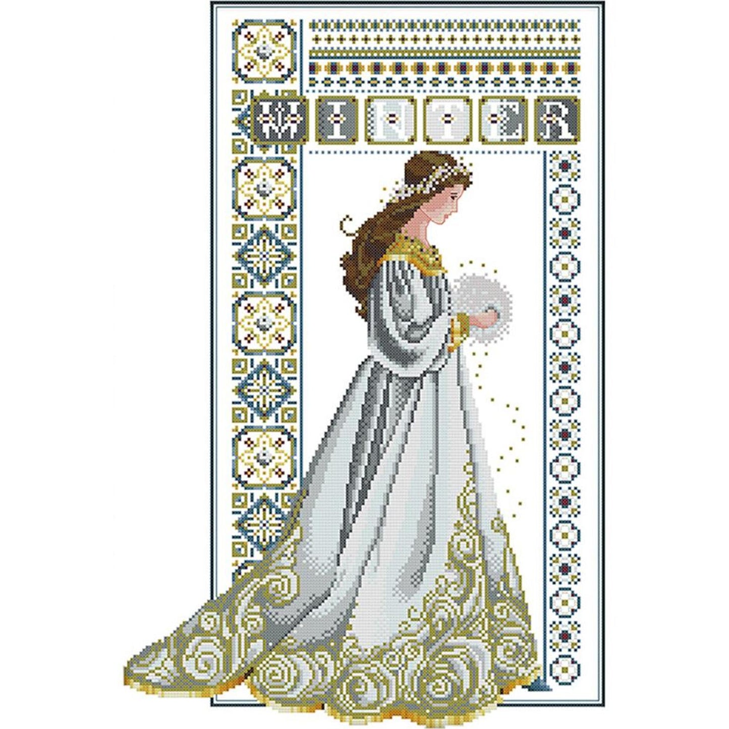 Winter Angel - Partial 14CT Counted Cross Stitch 36x52CM - Joy Sunday Backstitch