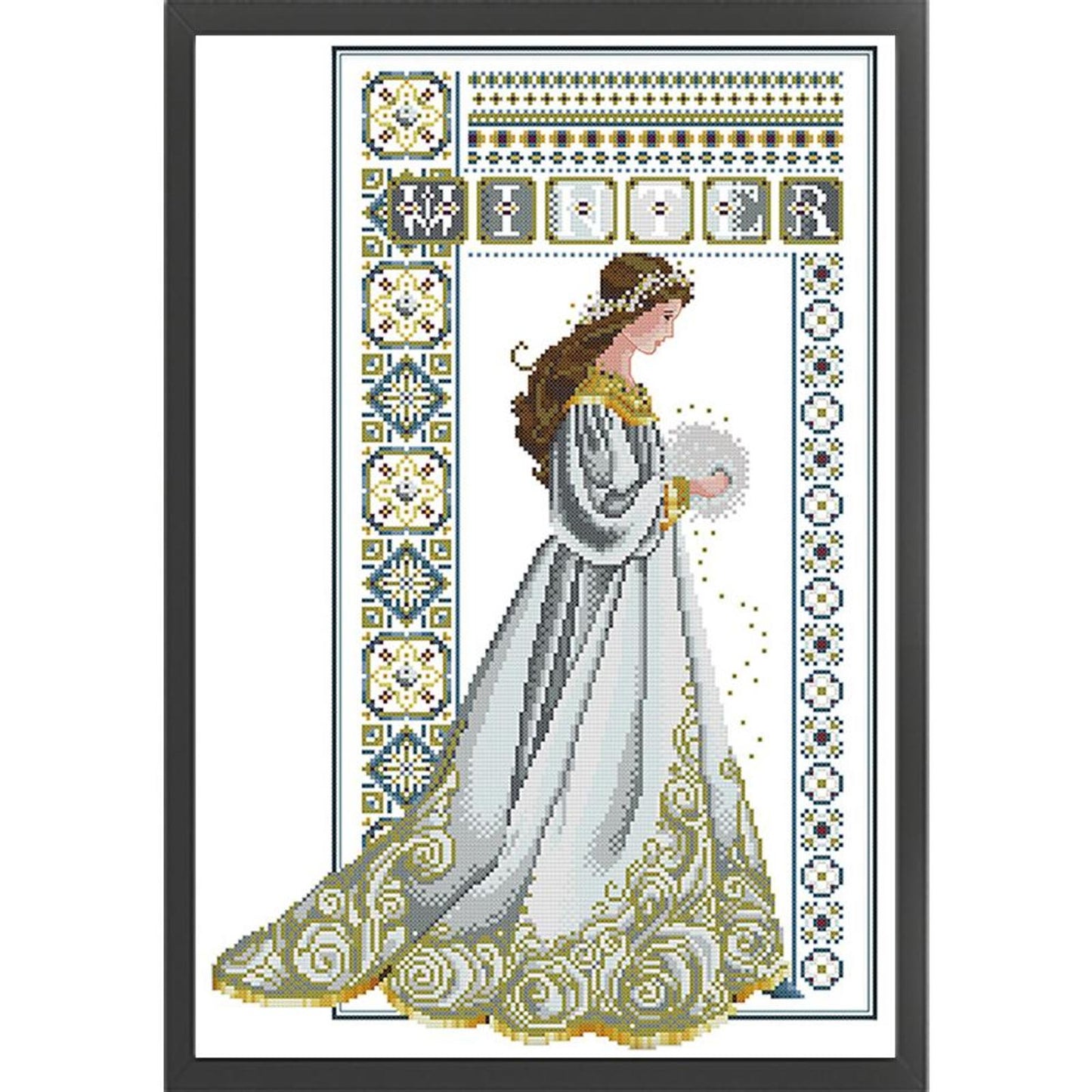 Winter Angel - Partial 14CT Counted Cross Stitch 36x52CM - Joy Sunday Backstitch