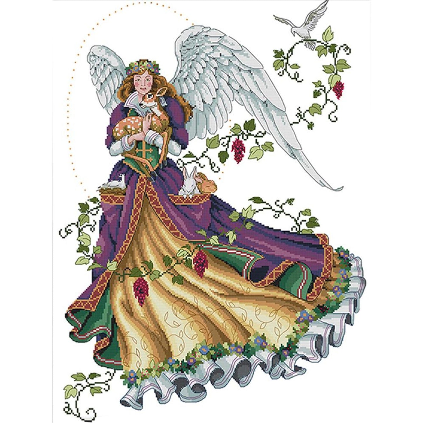 Angel V - Partial 14CT Counted Cross Stitch 46x59CM - Joy Sunday Backstitch