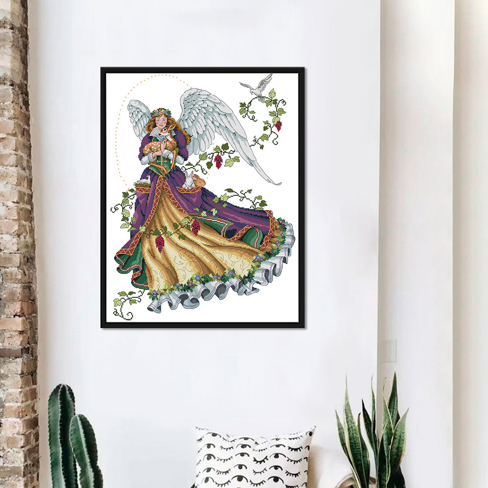 Angel V - Partial 14CT Counted Cross Stitch 46x59CM - Joy Sunday Backstitch