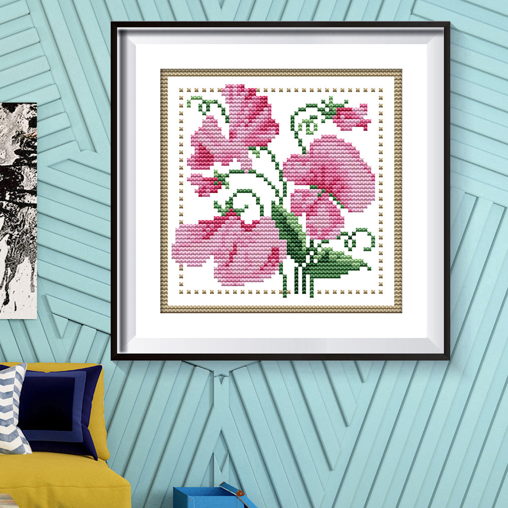 Month Flower - April - Partial 11CT Stamped Cross Stitch 21x21CM - Band