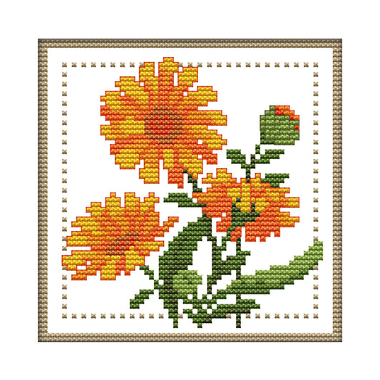 Month Flower - October - Partial 11CT Stamped Cross Stitch 21x21CM - Joy Sunday