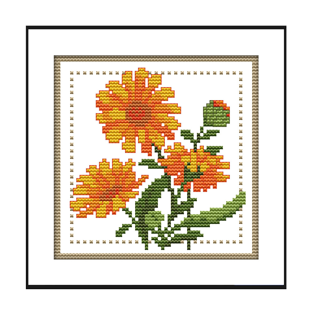 Month Flower - October - Partial 11CT Stamped Cross Stitch 21x21CM - Joy Sunday