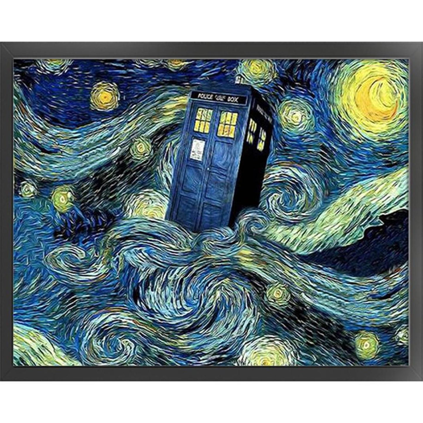 Van Gogh Style - Doctor Who Telephone Booth - Full 11CT Counted Cross Stitch 50x40CM - Yishu