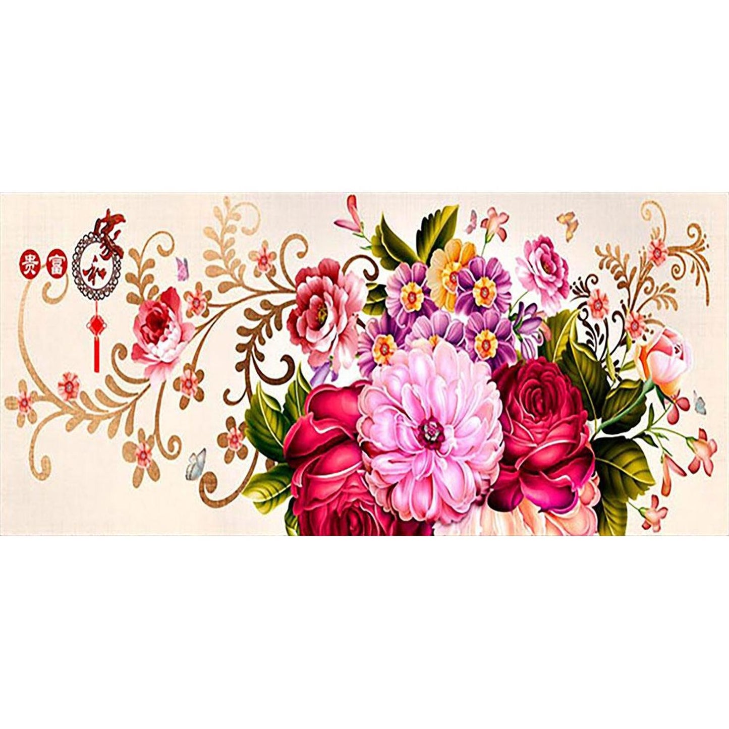 Peony - Full 11CT Counted Cross Stitch 110x40CM - Yishu