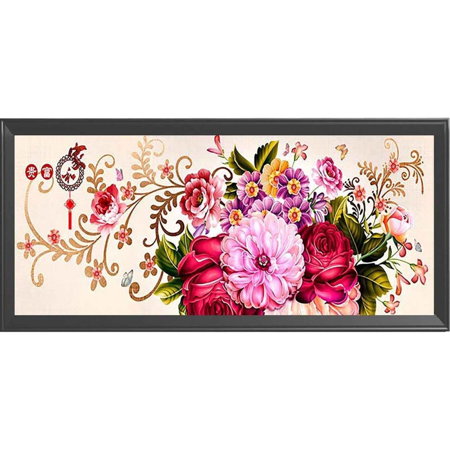 Peony - Full 11CT Counted Cross Stitch 110x40CM - Yishu