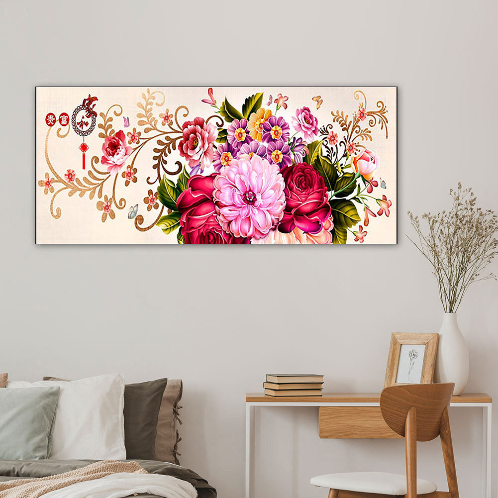 Peony - Full 11CT Counted Cross Stitch 110x40CM - Yishu