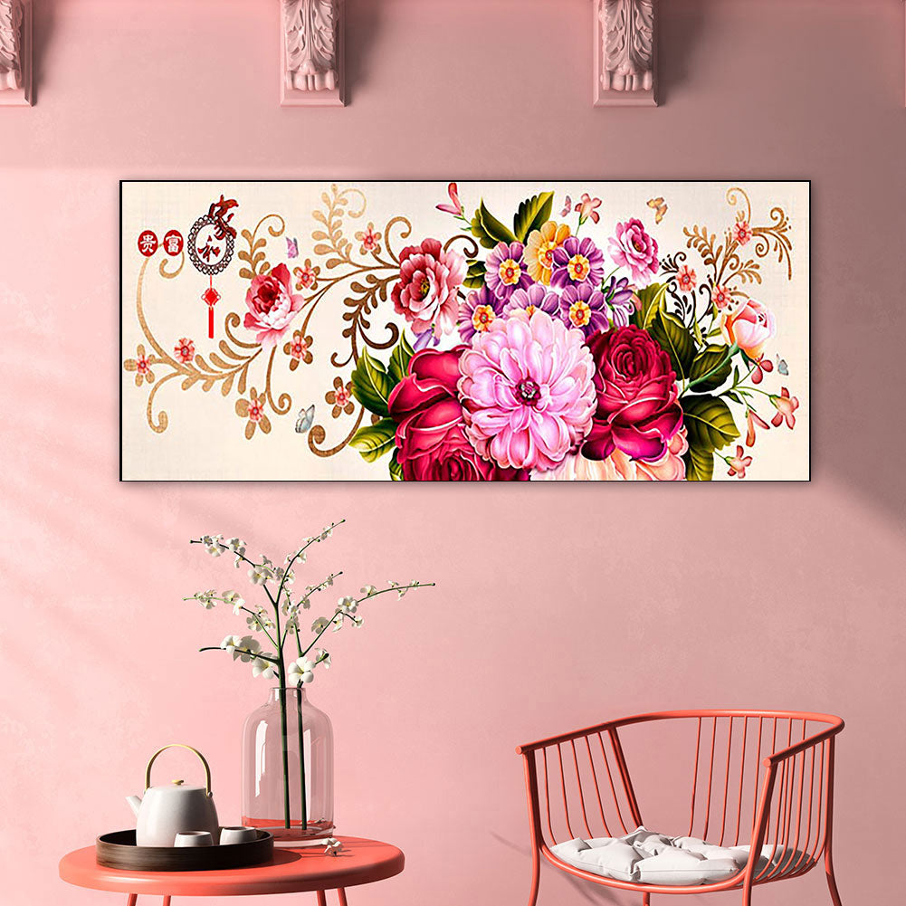 Peony - Full 11CT Counted Cross Stitch 110x40CM - Yishu
