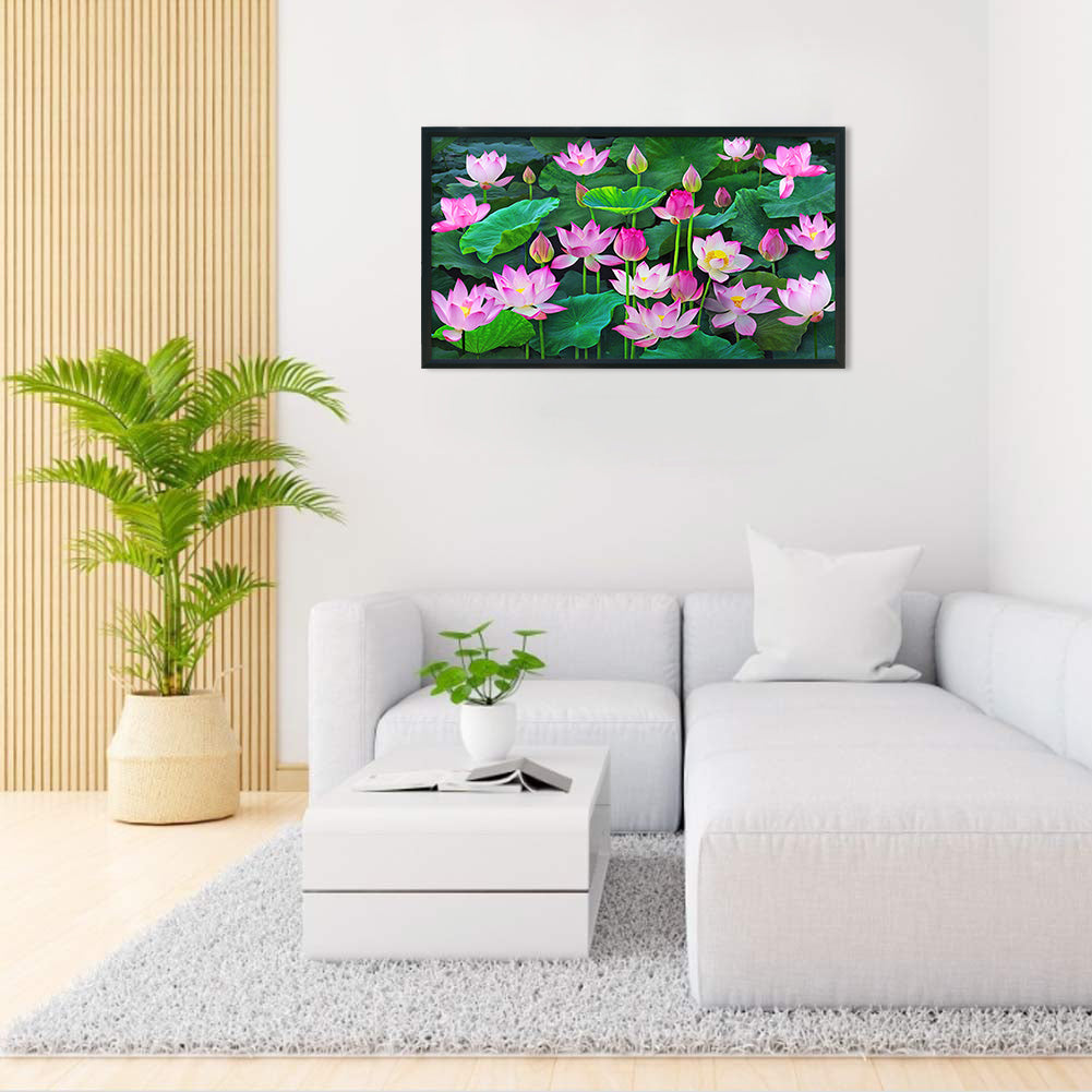 Lotus - Full 11CT Stamped Cross Stitch 60x33CM - Yishu