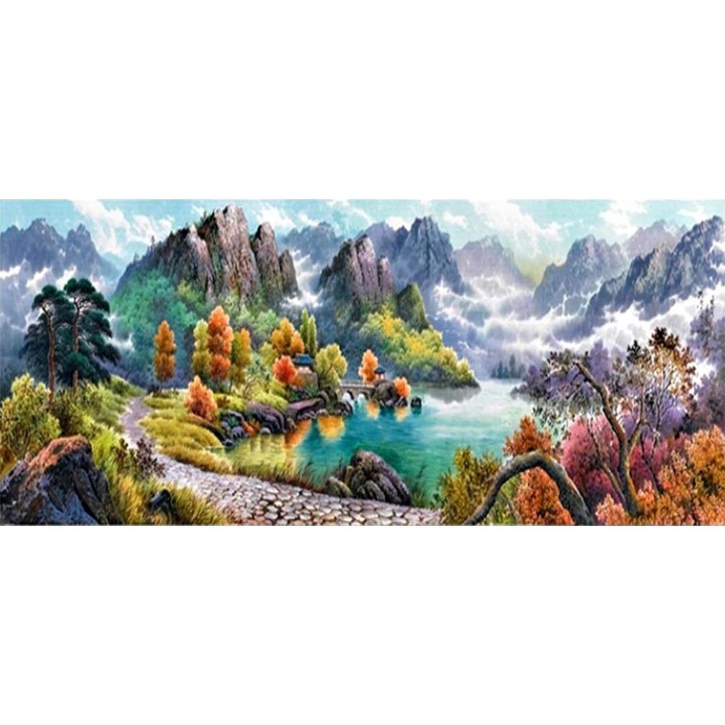 Autumn Mountain Scenery - Full 11CT Stamped Cross Stitch 100x45CM - Band