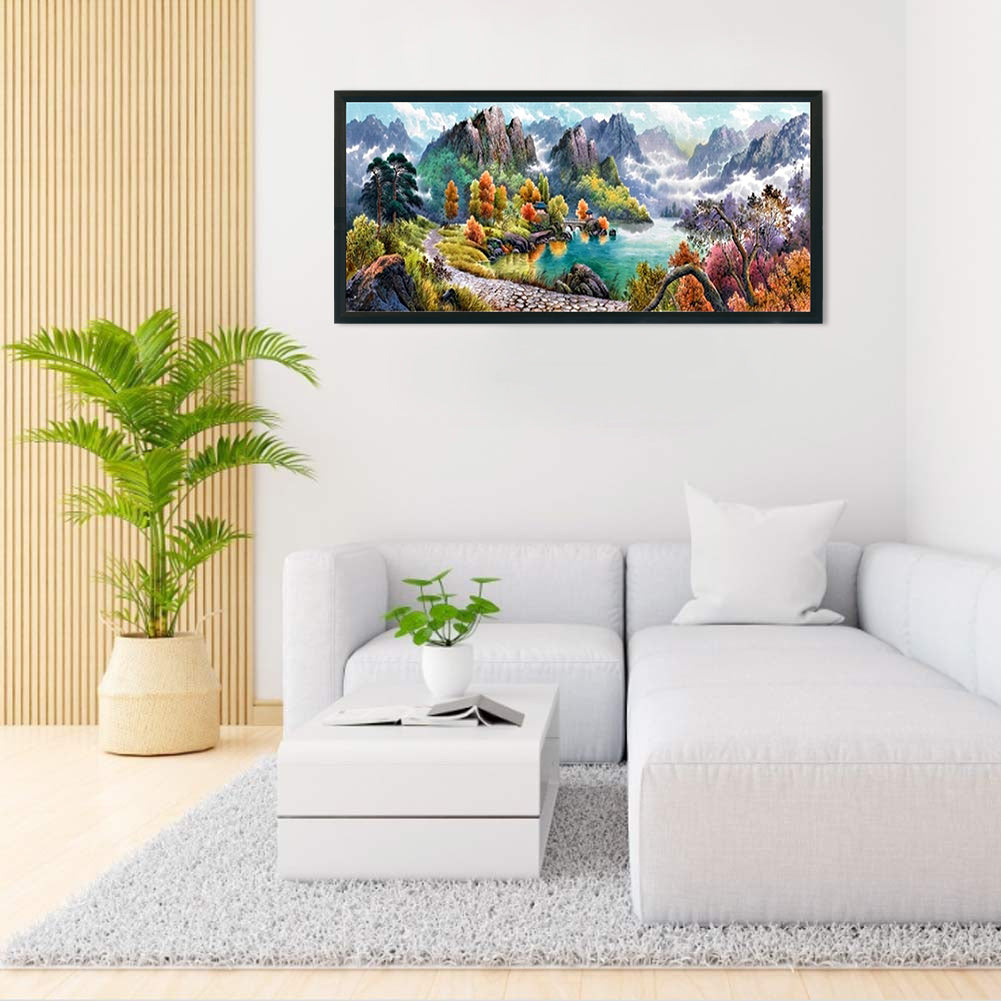 Autumn Mountain Scenery - Full 11CT Stamped Cross Stitch 100x45CM - Band