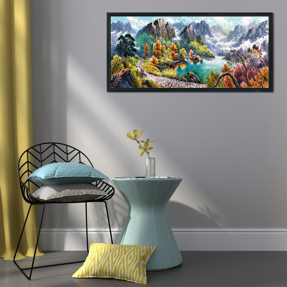 Autumn Mountain Scenery - Full 11CT Stamped Cross Stitch 100x45CM - Band