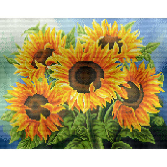 Sunflower - Full 11CT Stamped Cross Stitch 46x36CM - Yishu