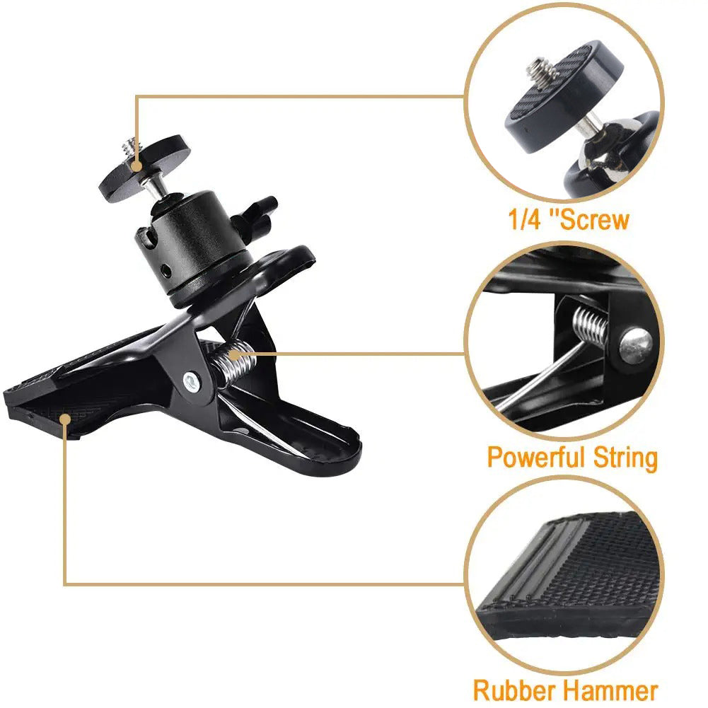 1 Pair Cross Stitch Clip Clamp 360 Rotation Clip-On Desk Stand for Camera Tripod
