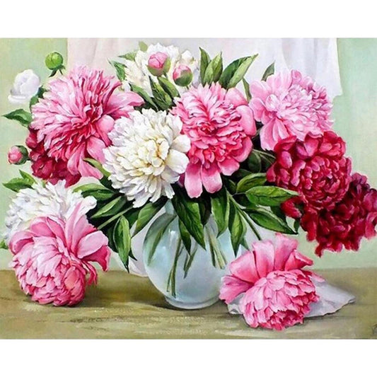 Peony - Full 11CT Stamped Cross Stitch 50x40CM - Diy