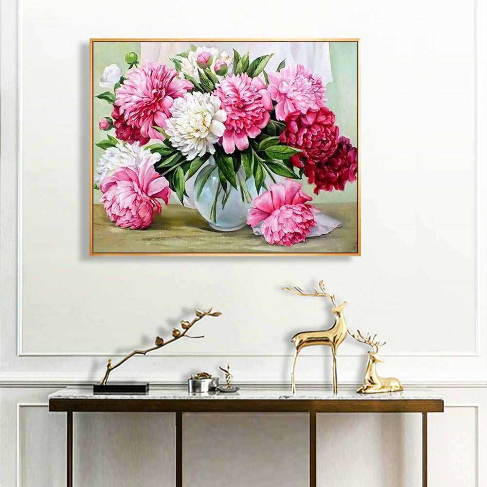 Peony - Full 11CT Stamped Cross Stitch 50x40CM - Diy