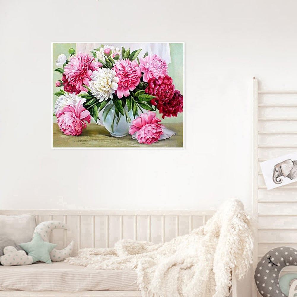 Peony - Full 11CT Stamped Cross Stitch 50x40CM - Diy
