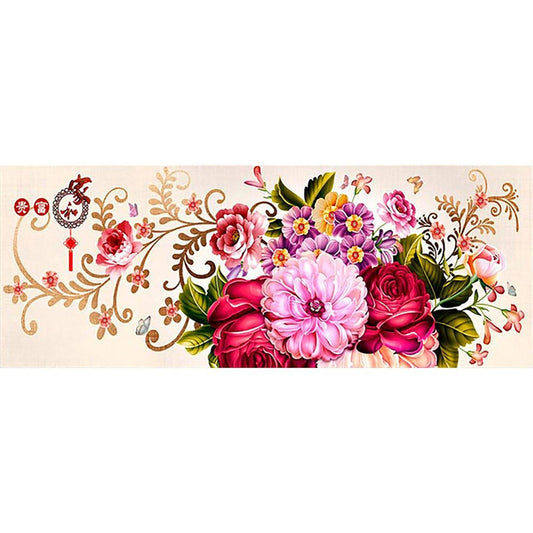 Peony - Full 11CT Stamped Cross Stitch 150x57CM - Yishu