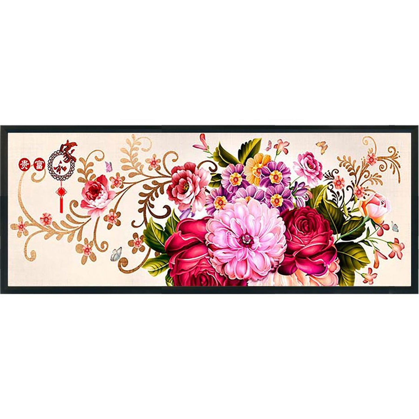 Peony - Full 11CT Stamped Cross Stitch 150x57CM - Yishu