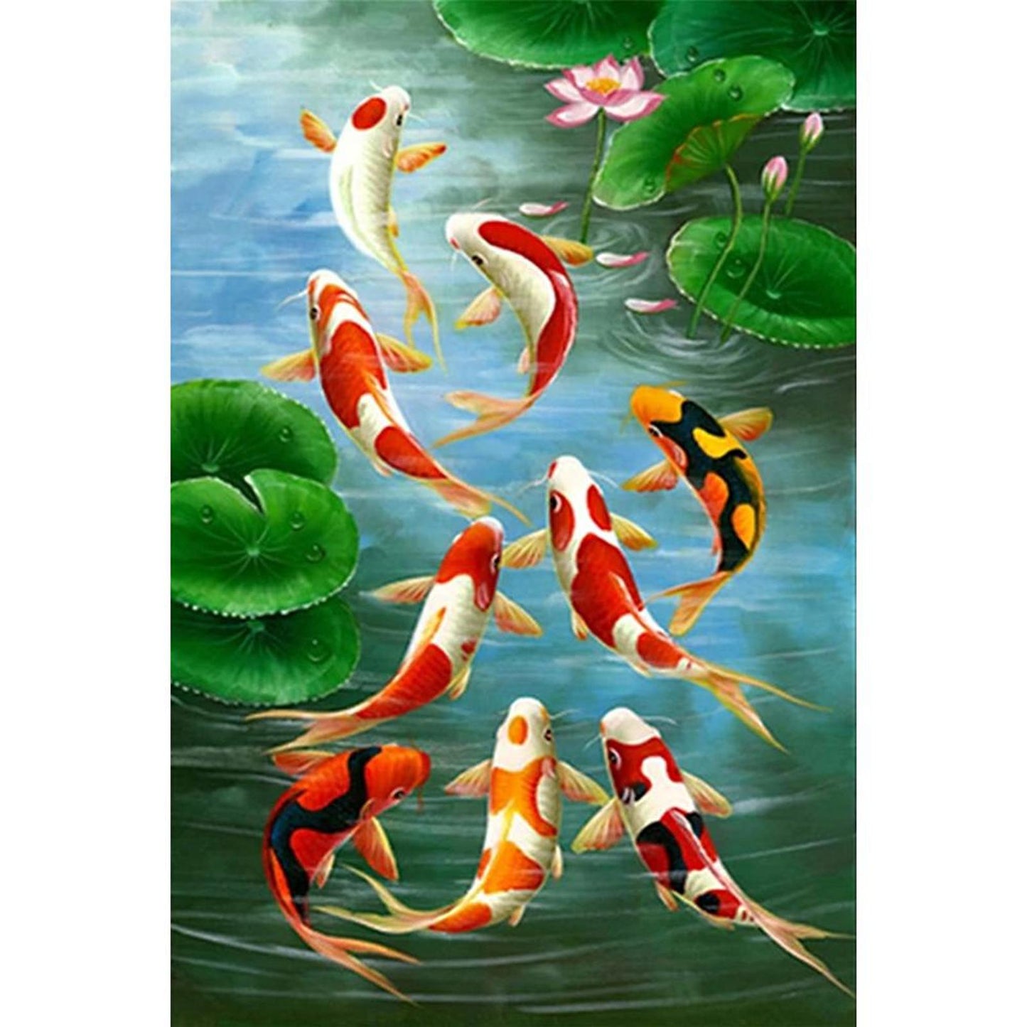 Pond Koi - Full 11CT Stamped Cross Stitch 40x60CM - Diy