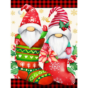 Christmas Stocking Gnome 30*40CM(Canvas) Full Round Drill Diamond Painting
